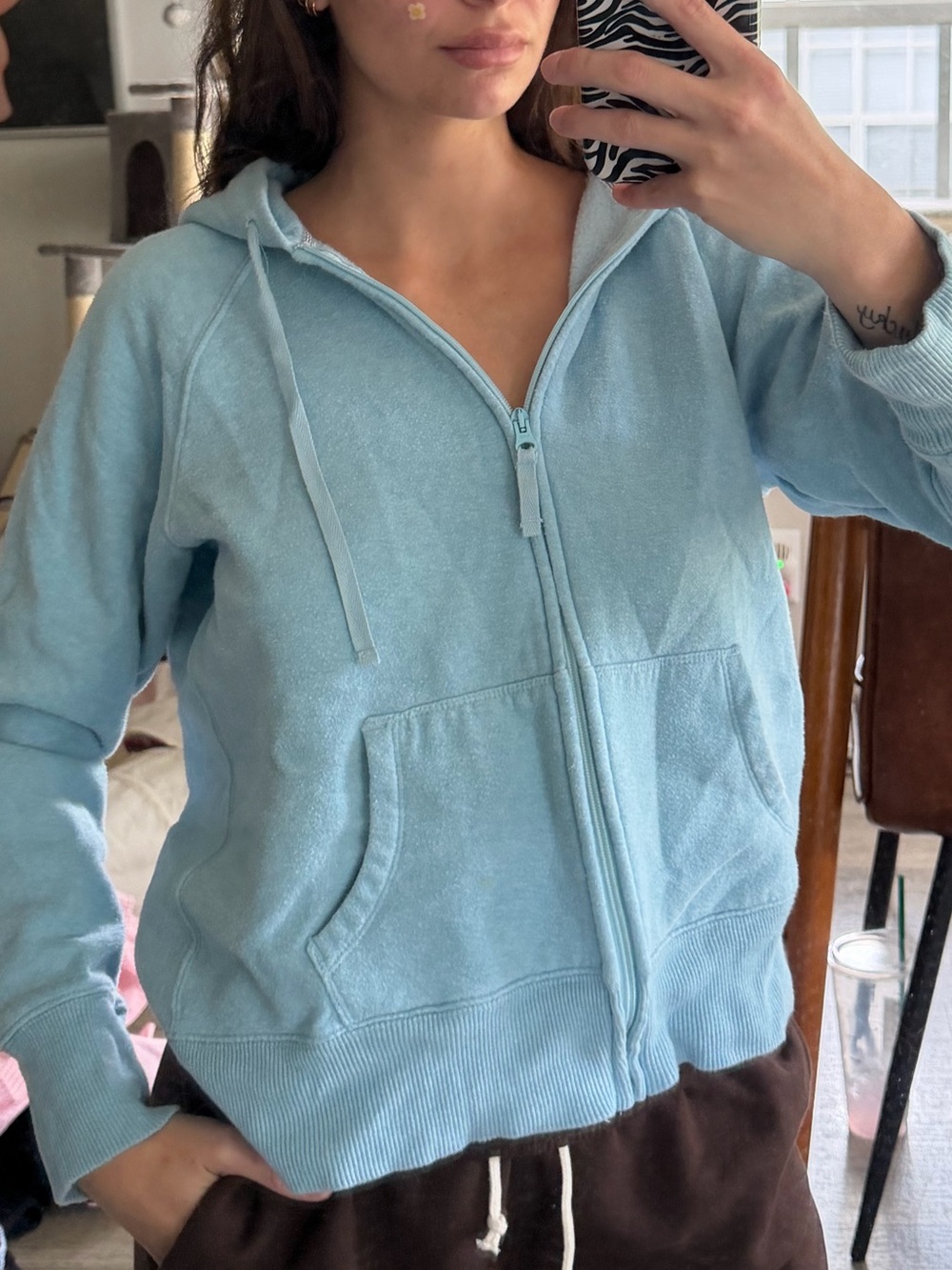 GAP Light Blue Women's Zip-Up Hoodie